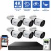 Private: 8 Channel Coaxial Security Camera System with 6 * 8MP Analog Bullet 3.6mm Fixed Lens Camera