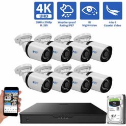 Private: 8 Channel Coaxial Security Camera System with 8 * 8MP Analog Bullet 3.6mm Fixed Lens Camera