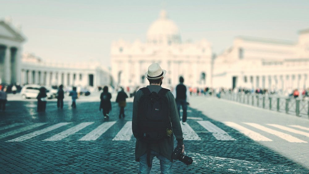 Man walking near crosswalk