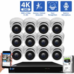 GW Security 16 Channel 4K H.265 POE/IP Security Camera System, 16ch 4K NVR & 12 × 8MP IP Turret Security Cameras,Video Surveillance System for 24/7 Recording, part of GW Security's 4K security camera system collection