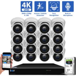 GW Security 8 Channel 4K H.265 POE/IP Security Camera System, 8ch 4K NVR & 8 × 8MP IP Turret Security Cameras,Video Surveillance System for 24/7 Recording, part of GW Security's HD IP Security Camera Stystem collecion