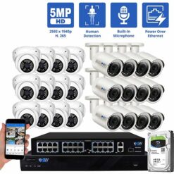GW Security 32 Channel POE IP Security Camera System, 4K 32ch NVR with 12 x 5MP Bullet Security Camera and 12 x 5MP Turret Camera, Video Surveillance System for 24/7 Recording