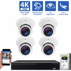 Private: 4 Channel Coaxial Security Camera System with 4 * 8MP Analog Turret 3.6mm Fixed Lens Camera
