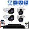 8 Channel NVR Security Camera System with 4 * 8MP IP Turret 3.6mm Fixed Lens Camera, Face Recognition, Human & Vehicle Detection, Built-in Mic, PoE, part of GW Security's collection of 4k Ultra HD Security Systems