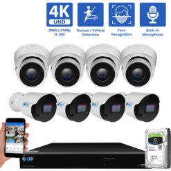 GW Security 8 Channel 4K H.265 POE/IP Security Camera System, 8ch 4K NVR & 8 × 8MP IP Turret Security Cameras,Video Surveillance System for 24/7 Recording, part of GW Security's HD IP Security Camera Stystem collecion