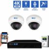 8 Channel NVR Security Camera System with 2 * 8MP IP Dome 2.8mm Fixed Lens Camera, Human Detection, Built-In Microphone, PoE, part of GW Security's collection of 4k Ultra HD Security Systems