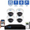 8 Channel NVR Security Camera System with 4 * 8MP IP Dome 2.8mm Fixed Lens Camera, Human Detection, Built-In Microphone, PoE, part of GW Security's collection of 4k Ultra HD Security Systems