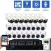 32 Channel NVR Security Camera System with 16 * 5MP IP Turret 2.8mm Fixed Lens Security Camera & 8 * 5MP IP Bullet 2.8-12mm Varifocal Lens 4X Optical Zoom Camera, Human Detection, Built-In Microphone, PoE