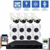 16 Channel NVR Security Camera System with 8 * 5MP IP Turret 2.8mm Fixed Lens Security Camera & 4 * 5MP IP Bullet 2.8-12mm Varifocal Lens 4X Optical Zoom Camera, Human Detection, Built-In Microphone, PoE