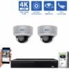 4 Channel Coaxial Security Camera System with 2 * 8MP Analog Dome 3.3-12mm Varifocal Lens  Camera, 3X Optical Zoom