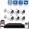 8 Channel Coaxial Security Camera System with 6 * 8MP Analog Bullet 3.6mm Fixed Lens Camera, Full-Time Color Night Vision, Human / Vehicle Detection