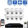 8 Channel NVR Security Camera System with 8 * 5MP IP Turret 2.8mm Fixed Lens Camera, Two-Way Audio, Full-time Color Night Vision, Spotlight, PoE