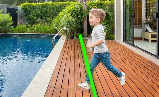 AI security camera recognizing that a line had been crossed by a child