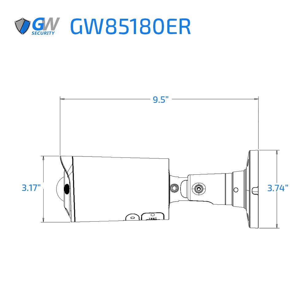GW85180ER 8MP 4K IP POE 2.0mm Fixed Lens 180°Panoramic Bullet