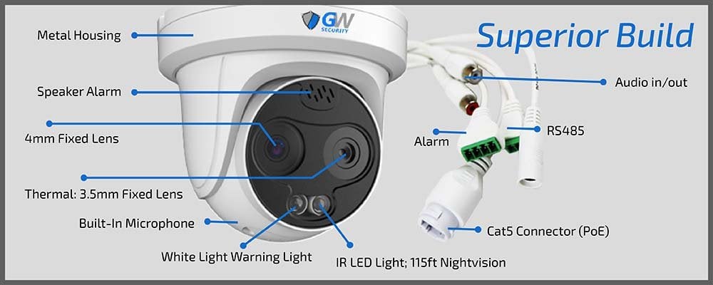 GW68-5695TMIC 5MP IP POE 4mm Fixed Lens Turret Security Camera