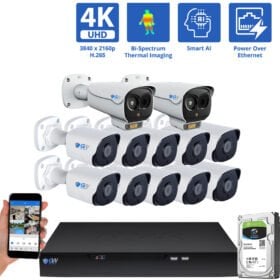 16 Channel NVR Security Camera System with 2 * 5MP IP Bullet 8mm Fixed Lens Camera 10 * 8MP IP Bullet 2.8mm Fixed Lens Camera, Bi-Spectrum, Smart AI, Human / Vehicle Detection