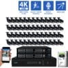 64 Channel NVR Security Camera System with 48 * 8MP IP Bullet 2.8mm Fixed Lens Camera, Human / Vehicle Detection, Built-In Microphone, PoE, White Light