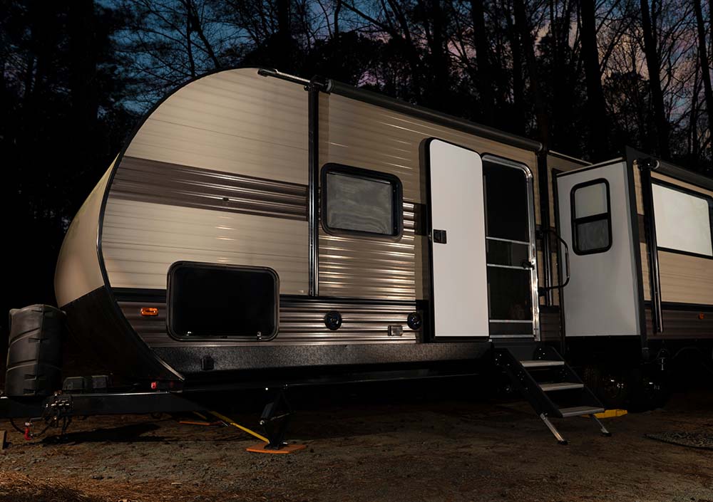 Camper trailer with the door left open