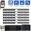 128 Channel NVR Security Camera System with 48 * 8MP IP Bullet 2.8mm-12mm Motorized Lens Camera & 48 * 8MP IP Turret 3.6mm Fixed Lens Camera, Face Recognition, Human / Vehicle Detection, 4X Optical Zoom