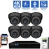 8 Channel NVR Security Camera System with 6 * 8MP IP Turret 2.8mm Fixed Lens Camera, Human / Vehicle Detection, Built-In Microphone, PoE