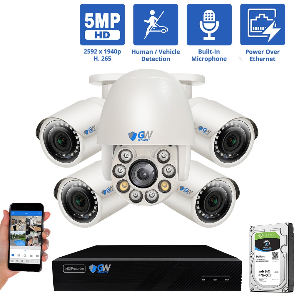 8 Channel NVR Security Camera System with 4 * 5MP IP Bullet 2.8mm