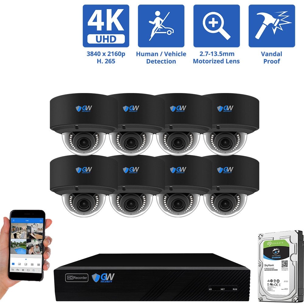 8 Channel NVR Security Camera System with 8 * 8MP IP 5X Optical Zoom 2.7-13.5mm Motorized Lens Dome Security Camera, Built-In Mic, Human / Vehicle Detection