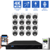 16-Channel NVR Security Camera System with 16 * 8MP IP POE 2.8mm Fixed Lens Turret Security Cameras, Built-in Microphone, Human Detection, Dual-Light