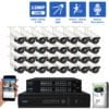 64 Channel NVR Security Camera System with 32 * 12MP IP POE 4mm Fixed Lens Bullet Security Camera, Two-Way Audio, Full-Time Color Night Vision, Dual-Light