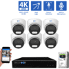 8-Channel NVR Security Camera System with 6 * 8MP IP POE 2.8mm Fixed Lens Turret Security Cameras, Built-in Microphone, HumanDetection, Dual-Light