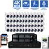 64 Channel NVR Security Camera System with 48 * 8MP IP POE 2.8mm Fixed Lens Turret Security Camera, Built-In Microphone, Human / Vehicle Detection