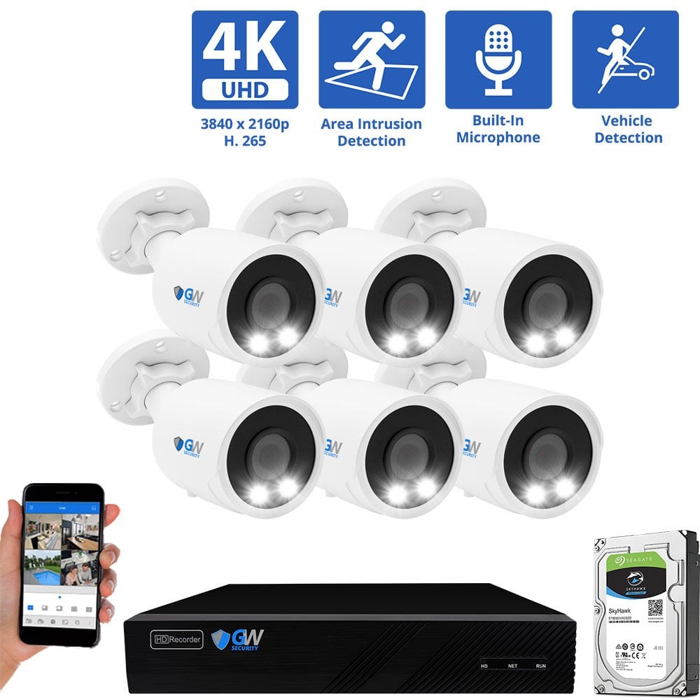 8 Channel NVR Security Camera System with 6 * 8MP IP Bullet 2.8mm