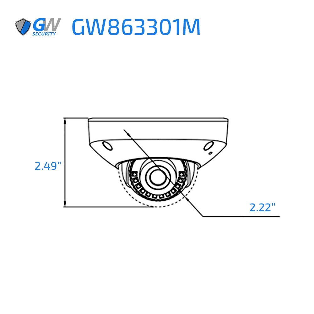 GW1263201M 12MP 6K IP POE 2.8mm Fixed Lens Black Mini-Dome Security Camera, Human / Vehicle Detection, Face Recognition, Smart AI Analytics, Built In Mic - Image 2