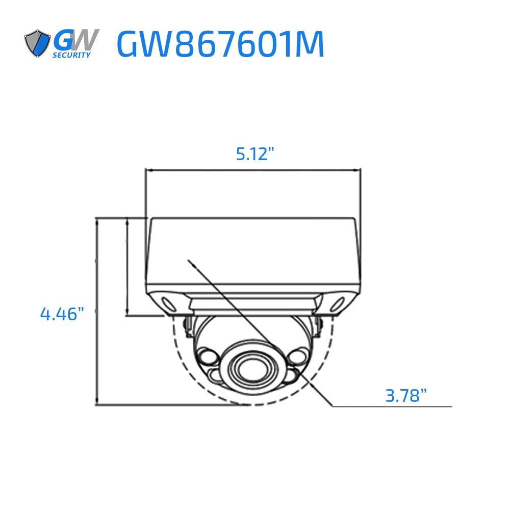 GW867501M 8MP 4K IP POE 5X Optical Zoom 2.7-13.5mm Motorized Lens Black Dome Security Camera, Human / Vehicle Detection, Face Recognition, Smart AI Analytics, Built In Mic - Image 2