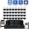 32 Channel NVR Security Camera System with 32 * 8MP 4K POE 5X Optical Zoom 2.7-13.5mm Motorized Lens Dome Security Camera, TAA Compliant, Human / Vehicle Detection, Face Recognition, Smart AI Analytics, Built-In Mic
