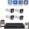 8 Channel NVR Security Camera System with 4 * 8MP 4K IP 2.8mm Fixed Lens Bullet Security Camera, TAA Compliance, Full-Time Color Night Vision, Two-Way Audio,  Human / Vehicle Detection,  Face Recognition, Smart AI Analytics, PoE