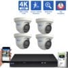 8 Channel NVR Security Camera System with 4 * 8MP 4K POE 5X Optical Zoom 2.7-13.5mm Motorized Lens Turret Security Camera, TAA Compliant, Human / Vehicle Detection, Smart AI Analytics, Built-In Mic