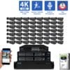 64 Channel NVR Security Camera System with 56 * 8MP IP 5X Optical Zoom 2.7-13.5mm Motorized Lens Black Bullet Security Camera, Human / Vehicle Detection, Smart AI Analytics, Built-In Microphone, PoE