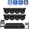 8 Channel NVR Security Camera System with 8 * 8MP 4K POE 5X Optical Zoom 2.7-13.5mm Motorized Lens Black Turret Security Camera, TAA Compliant, Human / Vehicle Detection, Face Recognition, Smart AI Analytics, Built-In Mic