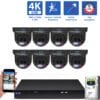 8 Channel NVR Security Camera System with 8 * 8MP 4K IP 2.8mm Fixed Lens Black Turret Security Camera, TAA Compliant, Active Deterrence, Human / Vehicle Detection, Smart AI Analytics, Two-Way Audio, PoE