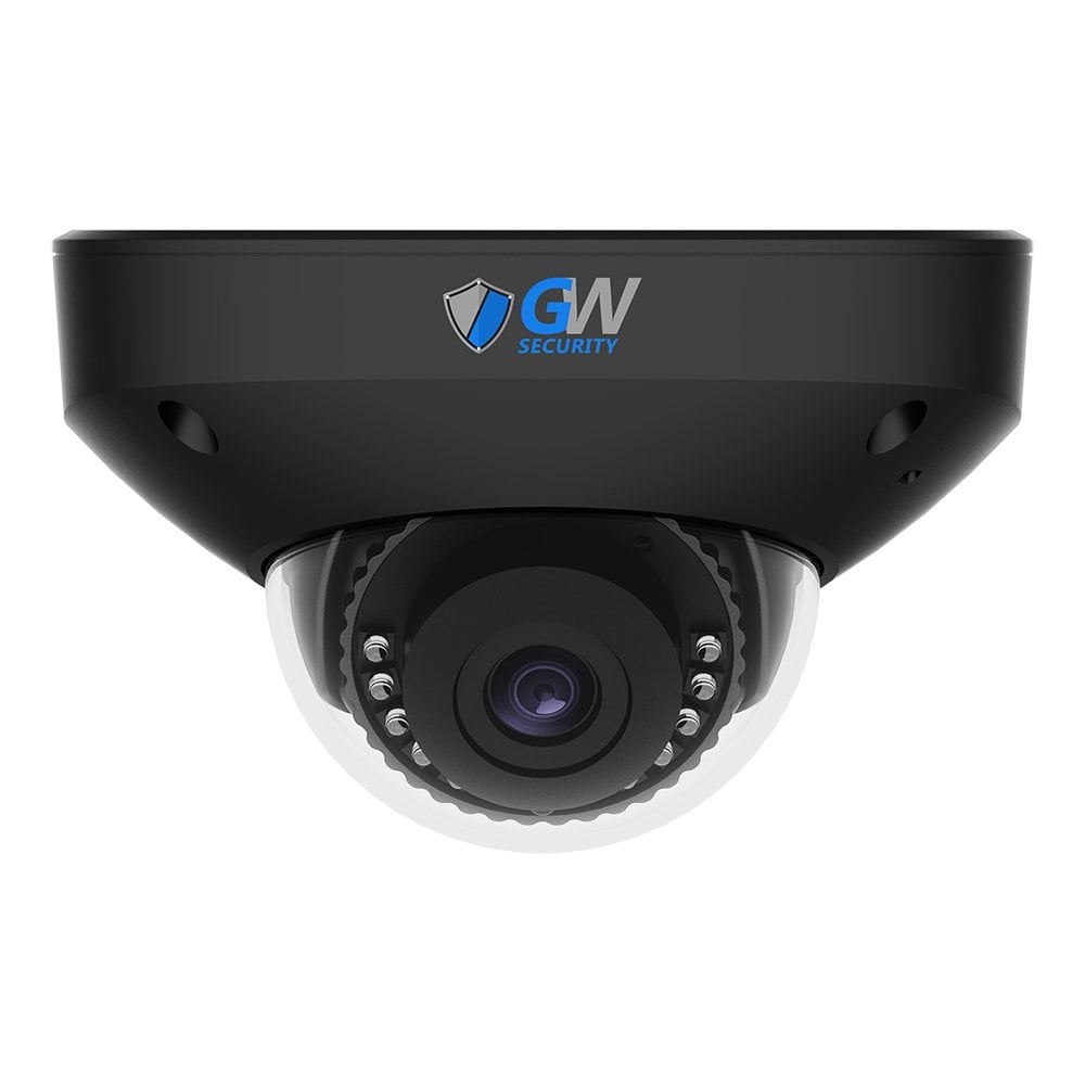 GW1263201M 12MP 6K IP POE 2.8mm Fixed Lens Black Mini-Dome Security Camera, Human / Vehicle Detection, Face Recognition, Smart AI Analytics, Built In Mic