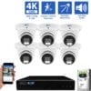 8 Channel NVR Security Camera System with 6 * 8MP IP POE 2.8mm Fixed Lens Turret Security Cameras, Human/Vehicle Detection, Face Recognition, Two-Way Audio, Color Night Vision