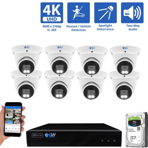 8 Channel NVR Security Camera System with 8 * 8MP IP POE 2.8mm