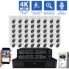 64 Channel NVR Security Camera System with 48 * 8MP IP POE 2.7mm-13.5mm Motorized Lens Turret Security Cameras, 5X Optical Zoom, Human/Vehicle Detection, Face Recognition, Built-In Mic, PoE