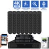 64 Channel NVR Security Camera System with 64 * Black 8MP IP POE 2.7mm-13.5mm Motorized Lens Turret Security Cameras, 5X Optical Zoom, Human/Vehicle Detection, Face Recognition, Built-In Mic, PoE