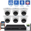 8 Channel NVR Security Camera System with 6 * 12MP 6K IP 2.8mm Fixed Lens Turret Security Camera, Human / Vehicle Detection, Smart AI Analytics, Built-In Microphone, PoE