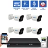 8 Channel NVR Security Camera System with 4 * 6K 12MP IP 2.8mm Fixed Lens Bullet Security Camera, Human / Vehicle Detection, Smart AI Analytics, Built-In Microphone, PoE