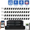 64 Channel NVR Security Camera System with 48 * 6K 12MP IP 2.8mm Fixed Lens Bullet Security Camera, Human / Vehicle Detection, Smart AI Analytics, Built-In Microphone, PoE
