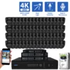 64-Channel NVR Security Camera System with 64 * 8MP IP POE 2.8mm Fixed Lens Black Turret Security Cameras, Built-in Microphone, Human and Vehicle Detection, Dual-Light