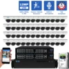 64 Channel NVR Security Camera System with 48 * 6K 12MP IP 2.8mm Fixed Lens Mini-Dome Security Camera, Human / Vehicle Detection, Smart AI Analytics, Built-In Microphone, PoE