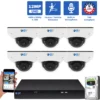 8 Channel NVR Security Camera System with 6 * 6K 12MP IP 2.8mm Fixed Lens Mini-Dome Security Camera, Human / Vehicle Detection, Smart AI Analytics, Built-In Microphone, PoE